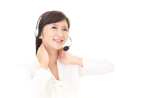 Call Center Kvinna Med Headset — Stockfoto