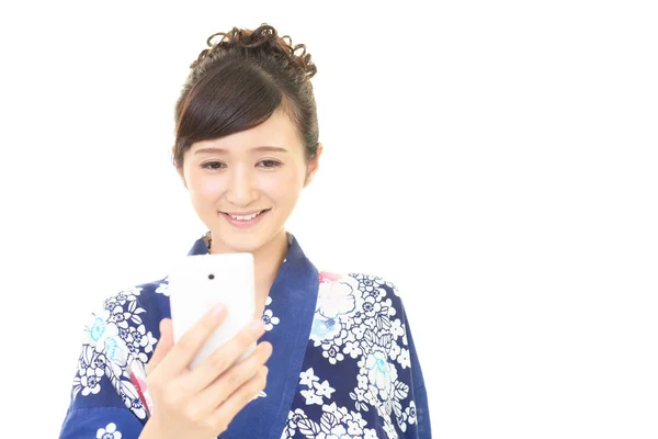 Japanerin Mit Smartphone — Stockfoto