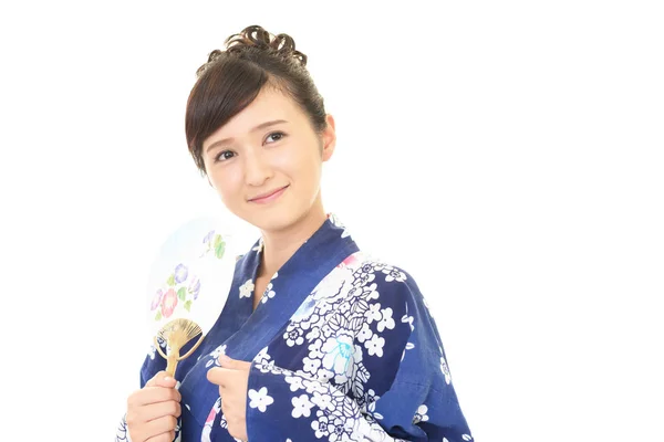 Porträtt Japansk Kvinna Yukata — Stockfoto