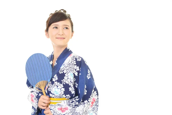 Młoda Atrakcyjna Kobieta Japoński Yukata — Zdjęcie stockowe