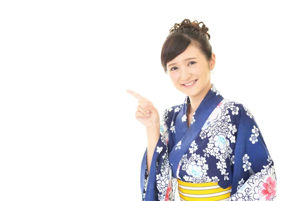Japon Kadın Parmağıyla Işaret — Stok fotoğraf