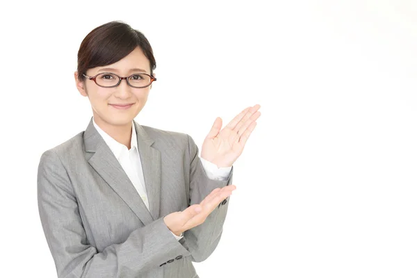 Business Woman Shows Way — Stock Photo, Image