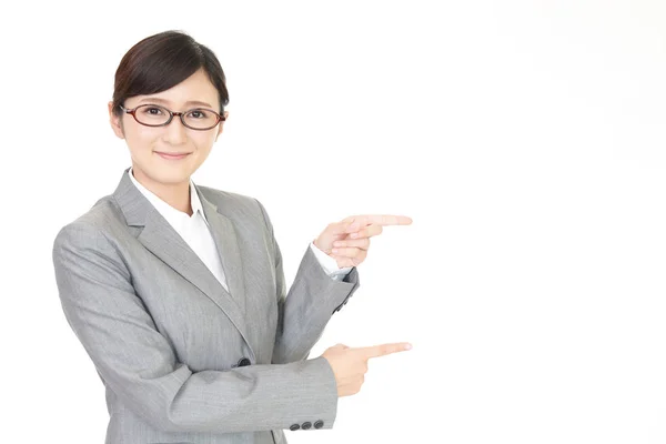 Business Woman Pointing Her Fingers — Stock Photo, Image