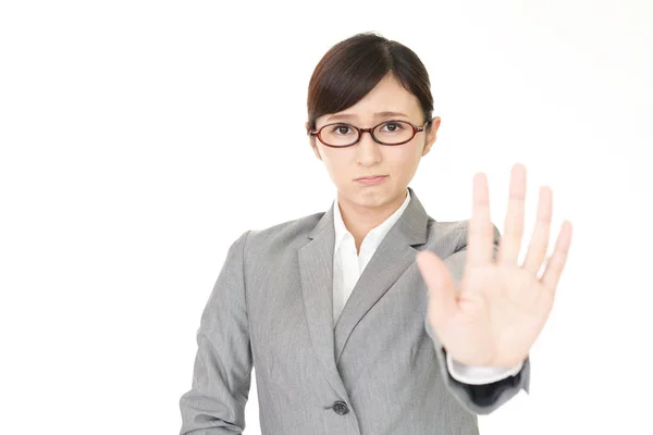 Businesswoman Demonstrating Prohibiting Gesture — Stock Photo, Image