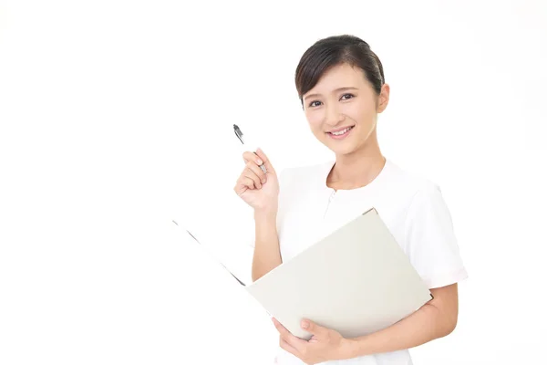 Expert Beauté Souriant Isolé Sur Fond Blanc — Photo