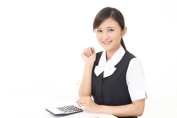 Praca Azji Biznes Kobieta Jej Biurze — Zdjęcie stockowe