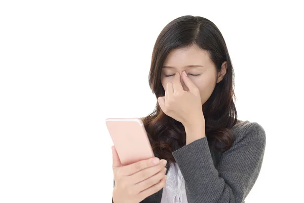 Mujer Con Fatiga Visual — Foto de Stock