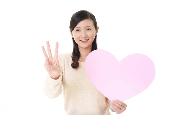 Portrait Young Woman Showing Number Three Gesture — Stock Photo, Image