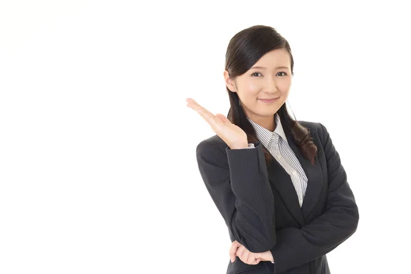 Glimlachende Zakenvrouw Geïsoleerd Witte Achtergrond — Stockfoto