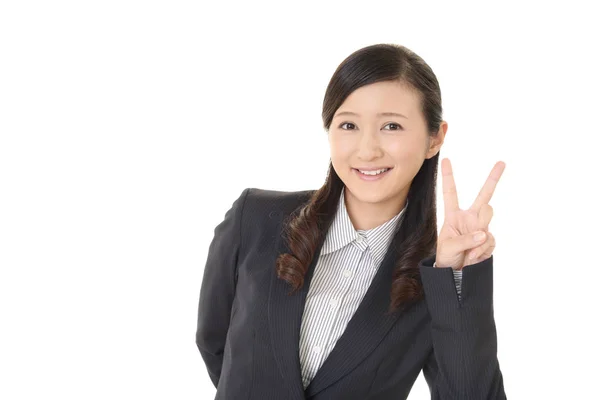 Asiatischer Geschäftsmann Mit Geste Nummer Zwei — Stockfoto