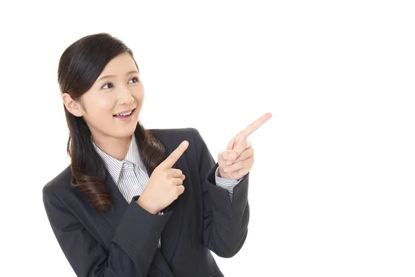 Business Woman Pointing Her Fingers — Stock Photo, Image