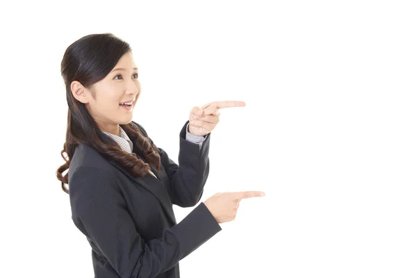 Business Woman Pointing Her Fingers — Stock Photo, Image