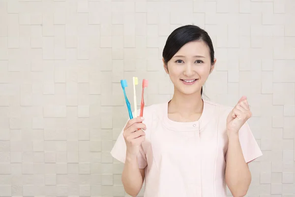 Dental Hygienist Who Poses Happily — Stock Photo, Image