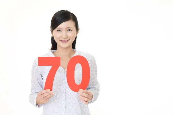 Smiling Young Woman Number — Stock Photo, Image