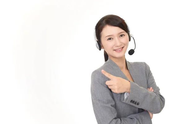 Operador Call Center Sorridente — Fotografia de Stock