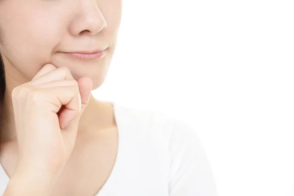 Dissatisfied Asian Woman Isolated White Background — Stock Photo, Image