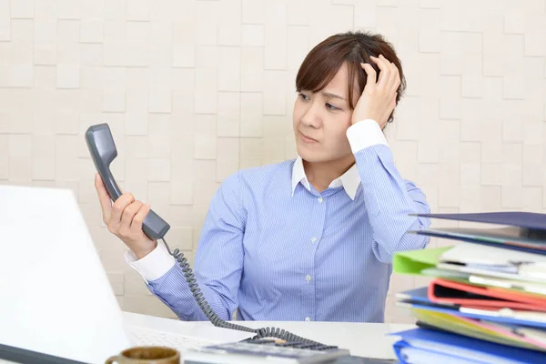 Asian Business Woman Feeling Stressed — Stock Photo, Image