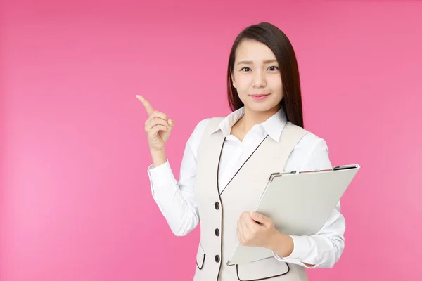 Business Woman Pointing Her Finger — Stock Photo, Image