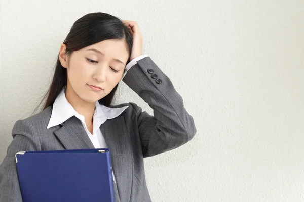 Asiática Mujer Negocios Siente Cansado Estresado —  Fotos de Stock