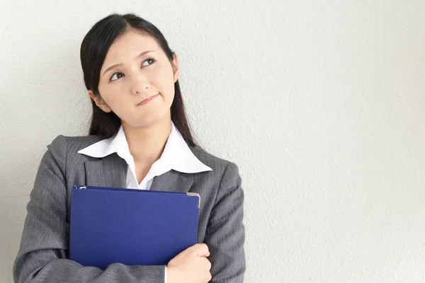 Asiática Mujer Negocios Siente Cansado Estresado —  Fotos de Stock