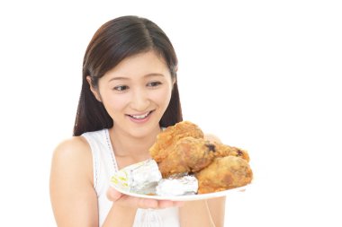 Bir yemek hoşlanan kadın