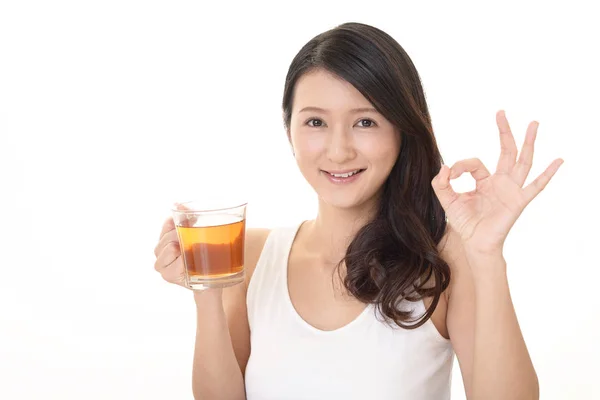 Attractive Woman Having Tea Time — Stock Photo, Image