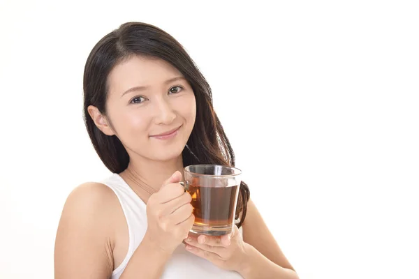 Attractive Woman Having Tea Time — Stock Photo, Image