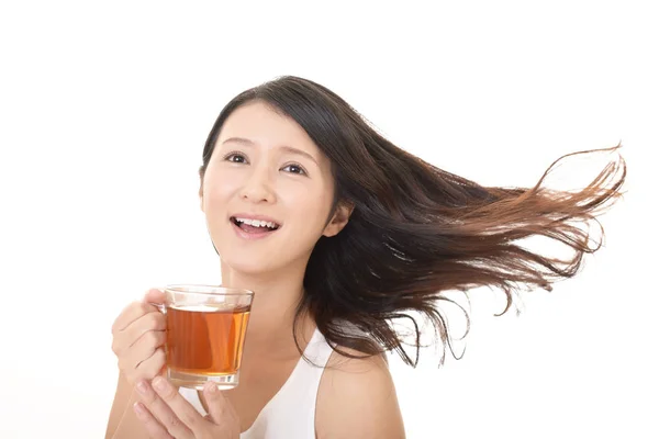 Attractive Woman Having Tea Time — Stock Photo, Image