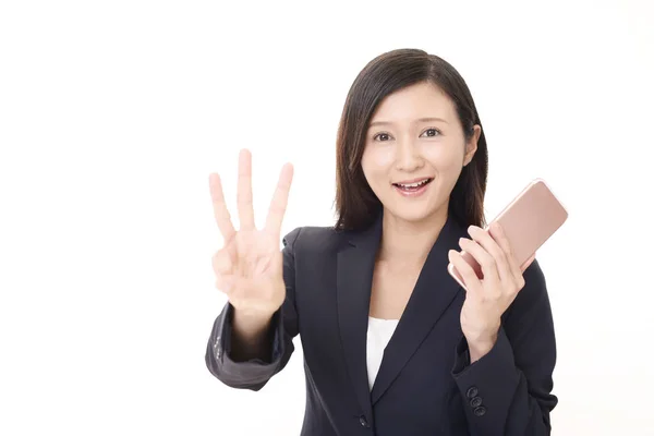 Portrait Young Woman Showing Number Three Gesture — Stock Photo, Image