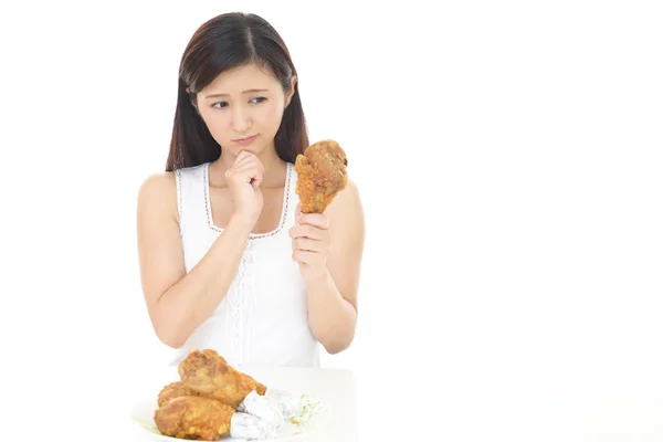 Aziatische Jonge Vrouw Dieet — Stockfoto