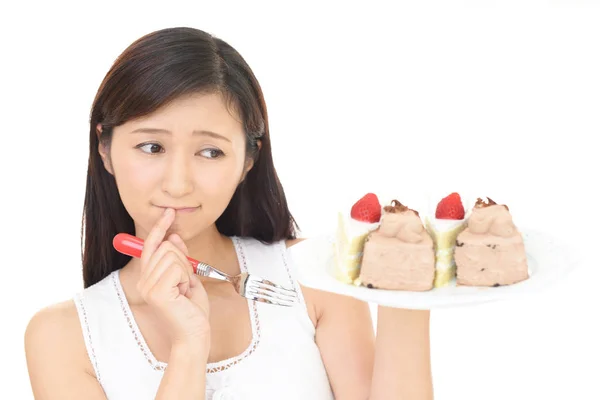 Aziatische Jonge Vrouw Dieet — Stockfoto