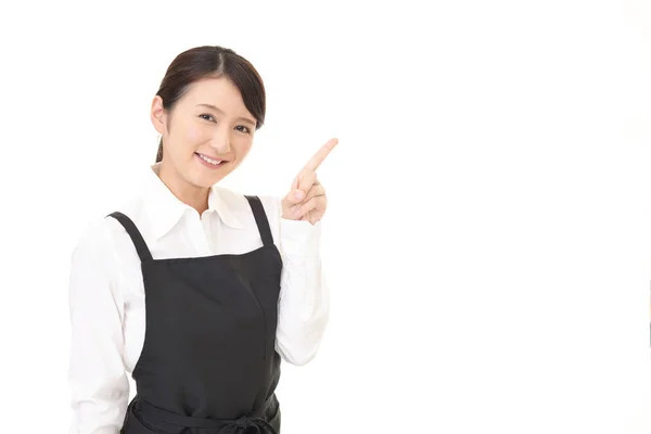 Camarera Asiática Señalando Con Dedo — Foto de Stock