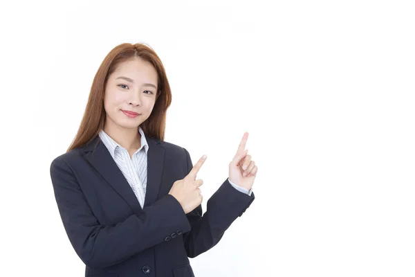 Geschäftsfrau Zeigt Mit Den Fingern — Stockfoto