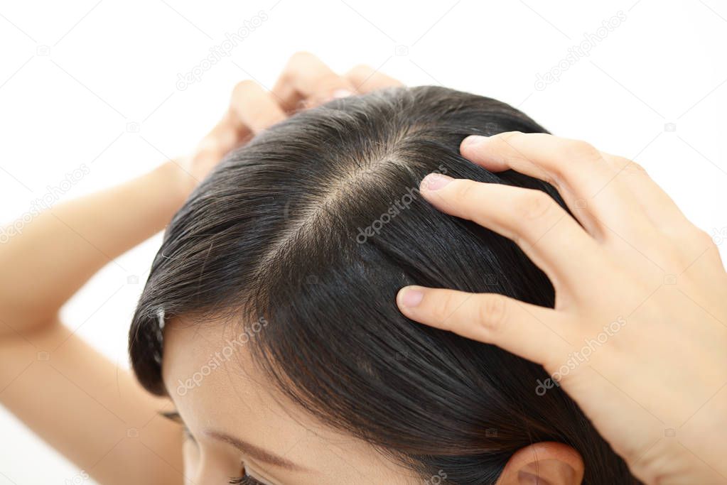 Woman doing scalp massage