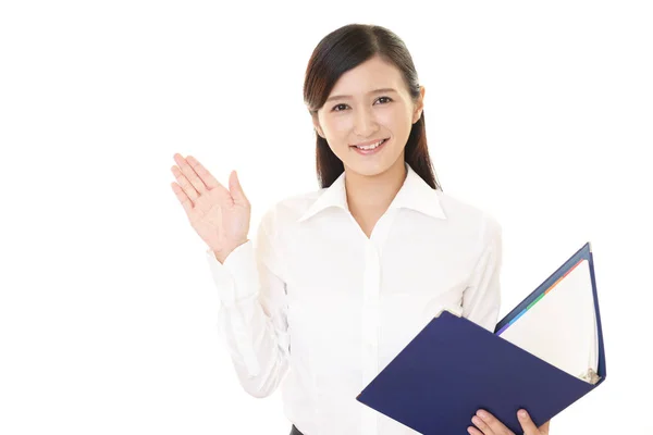 Portrait Woman Doing Presentation — Stock Photo, Image