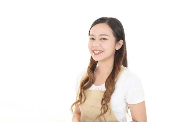 Smiling Woman Apron — Stock Photo, Image