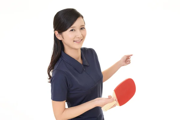 Mujer Jugando Tenis Mesa —  Fotos de Stock