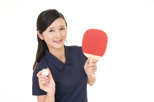 Mujer Jugando Tenis Mesa —  Fotos de Stock