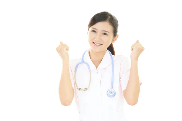 Die Krankenschwester Die Glücklich Posiert — Stockfoto