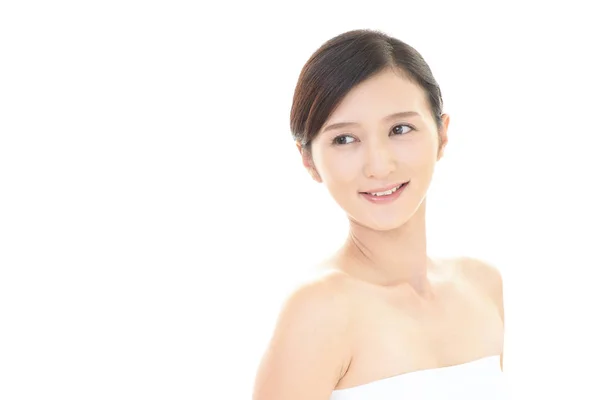 Attraktive Asiatische Frau Isoliert Auf Weißem Hintergrund — Stockfoto