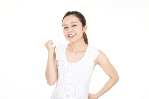 Young Woman Who Poses Happily — Stock Photo, Image