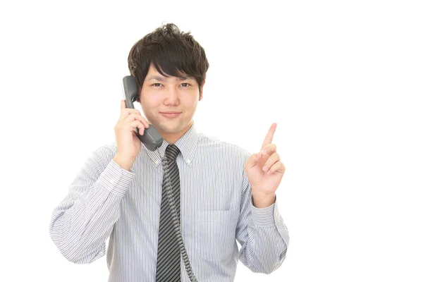 Hombre Negocios Con Teléfono — Foto de Stock