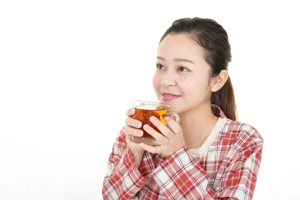 Attractive Woman Having Tea Time — Stock Photo, Image