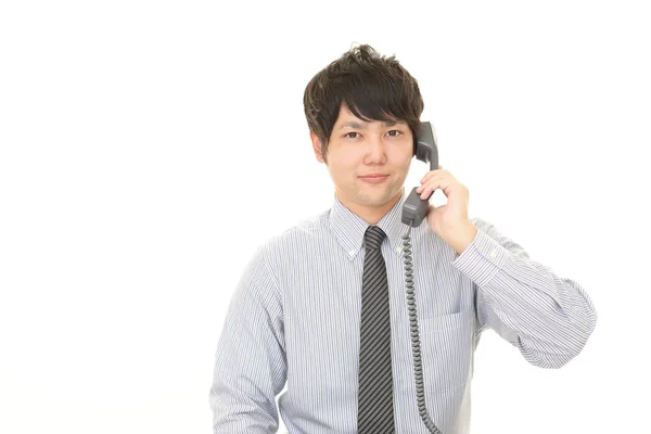 Homme Affaires Avec Téléphone — Photo