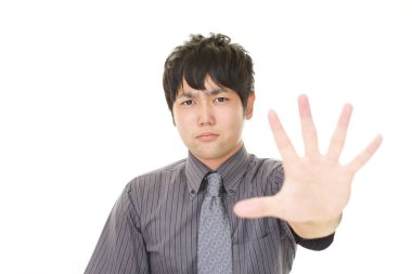 iş adamı izole beyaz zemin üzerine kırmızı yapma