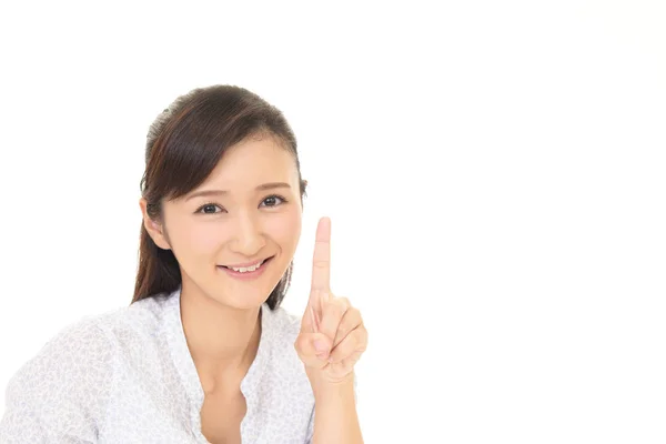 Portrait Young Woman Showing Number One Gesture — Stock Photo, Image