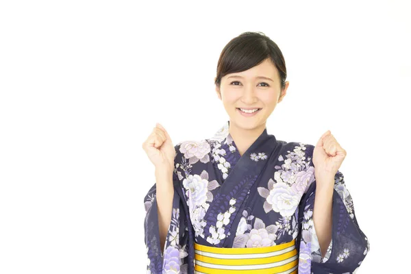 Atraktivní Mladá Žena Nosí Kimono Japonské Letní — Stock fotografie
