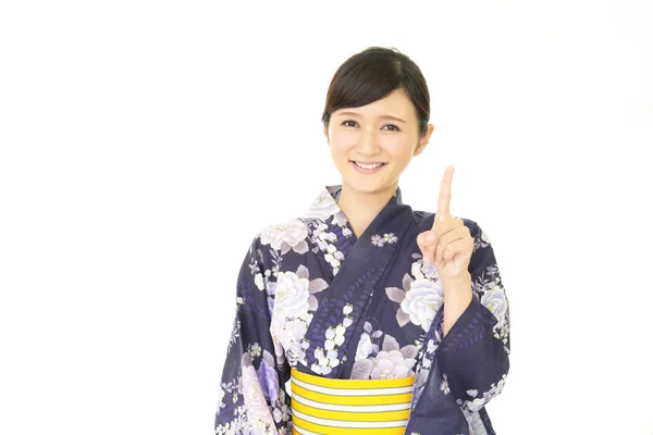 Žena Nosí Japonské Letní Kimono — Stock fotografie