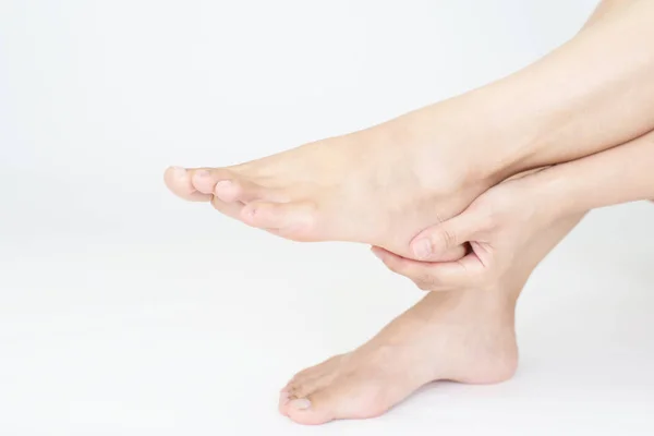 Woman Who Takes Care Her Foot — Stock Photo, Image