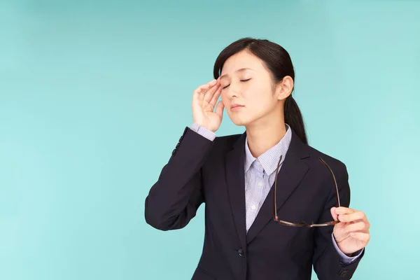 Business Woman Having Headache — Stock Photo, Image